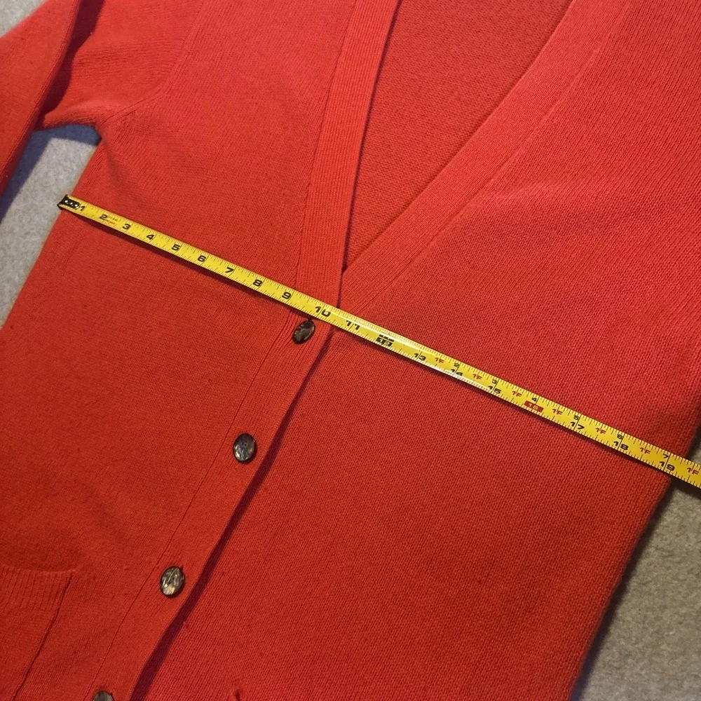 Casual Corner 100% Lambs Wool Red Cardigan Sweater Men's L Button Up‎ W/ Pockets